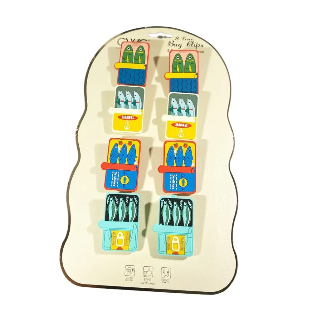 CWC SARDINE Fish-Themed Bag Clips Set/8 with Magnetic Back - Picture 1 of 6